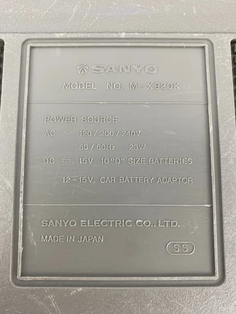 Sanyo M-X920K Stereo Boombox Ghettoblaster Cassette