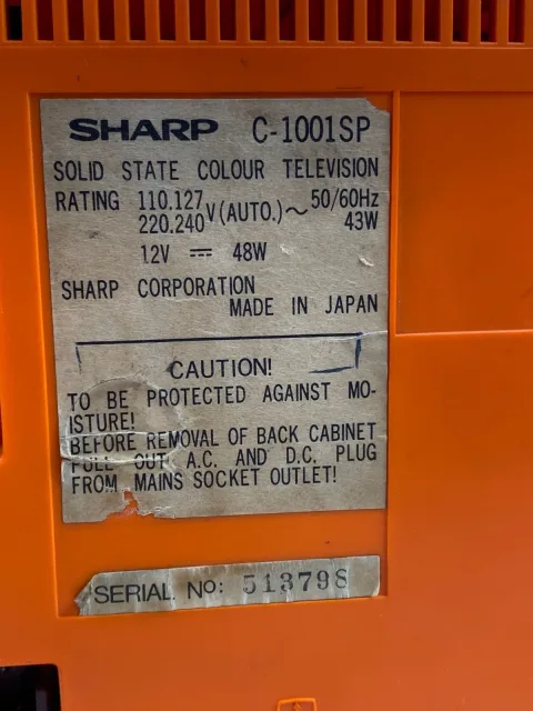 Sharp C-1001SP Retro CRT Space Age color TV orange