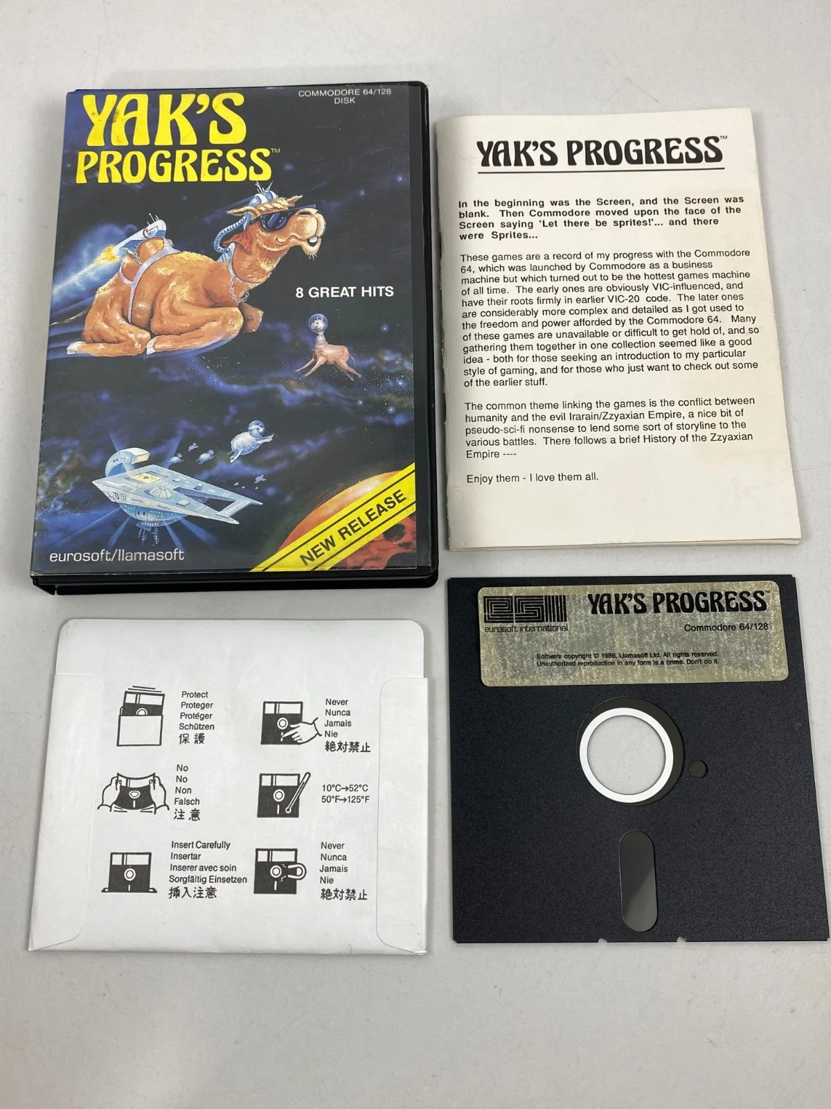 Commodore 64/128 YAK' S Progress 8 Great Hits Game Disc 1986