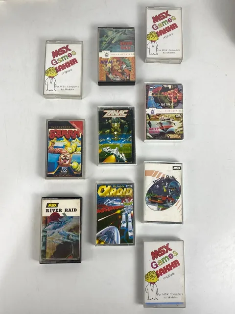 MSX sakhr Program Cassette Tape Game Zanac Alpha Roid Commodore 64 صخر