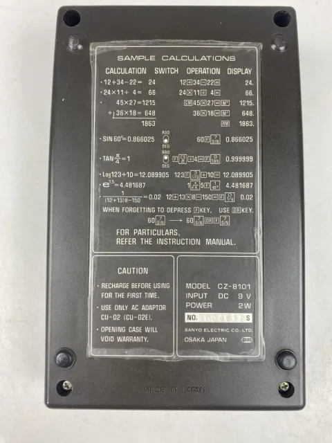 Sanyo CZ-8101 Electronic Calculator 1975