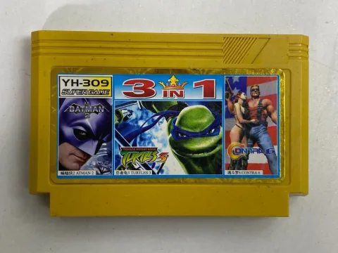 3 IN ONE Teenage Mutant Ninja Turtles Famicom Famiclone Nes Game Cartridge