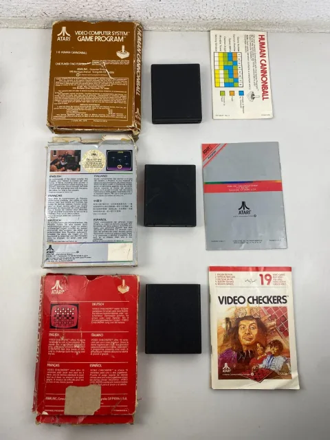 Atari 2600 Video Checkers - River Raid - Human cannonball Game
