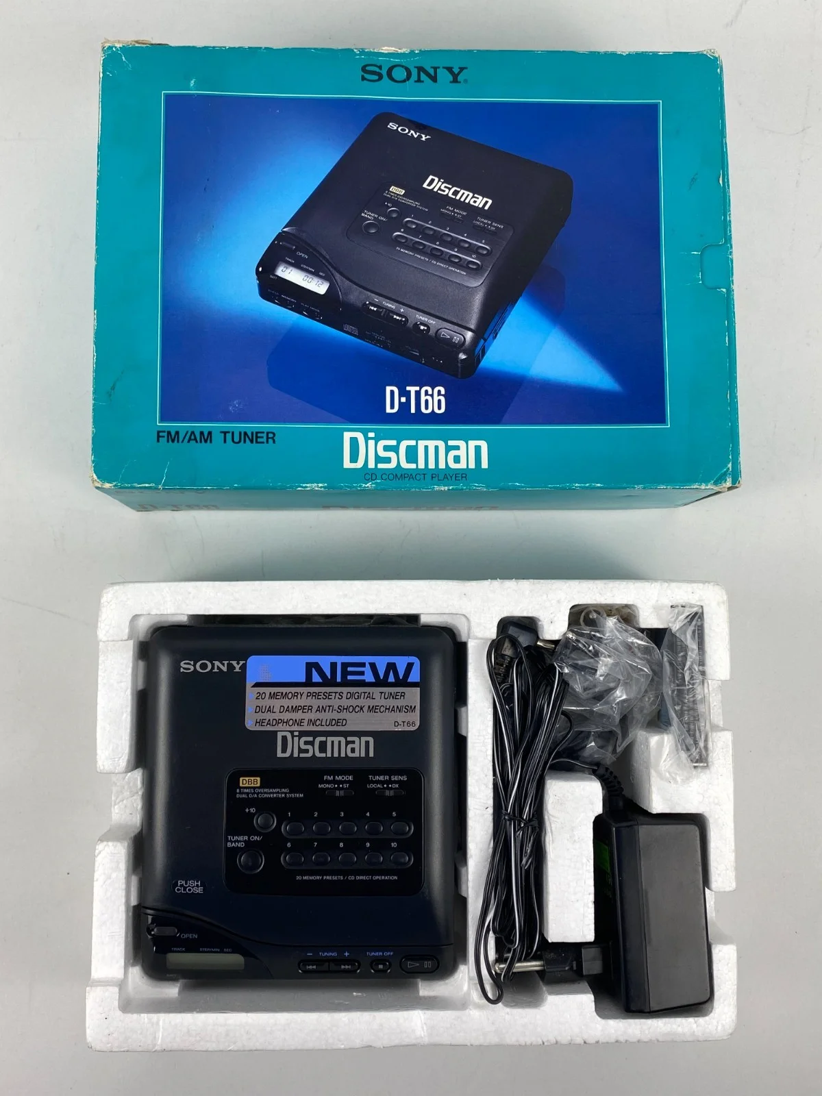Sony Discman D-T66 AM/FM CD Player Walkman Box
