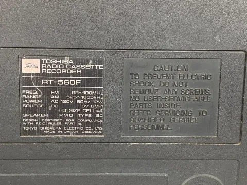 Toshiba RT-560F Radio Cassette Audio Recorder