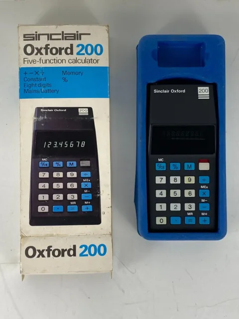 Sinclair Oxford 200 five function calculator with box and instructions