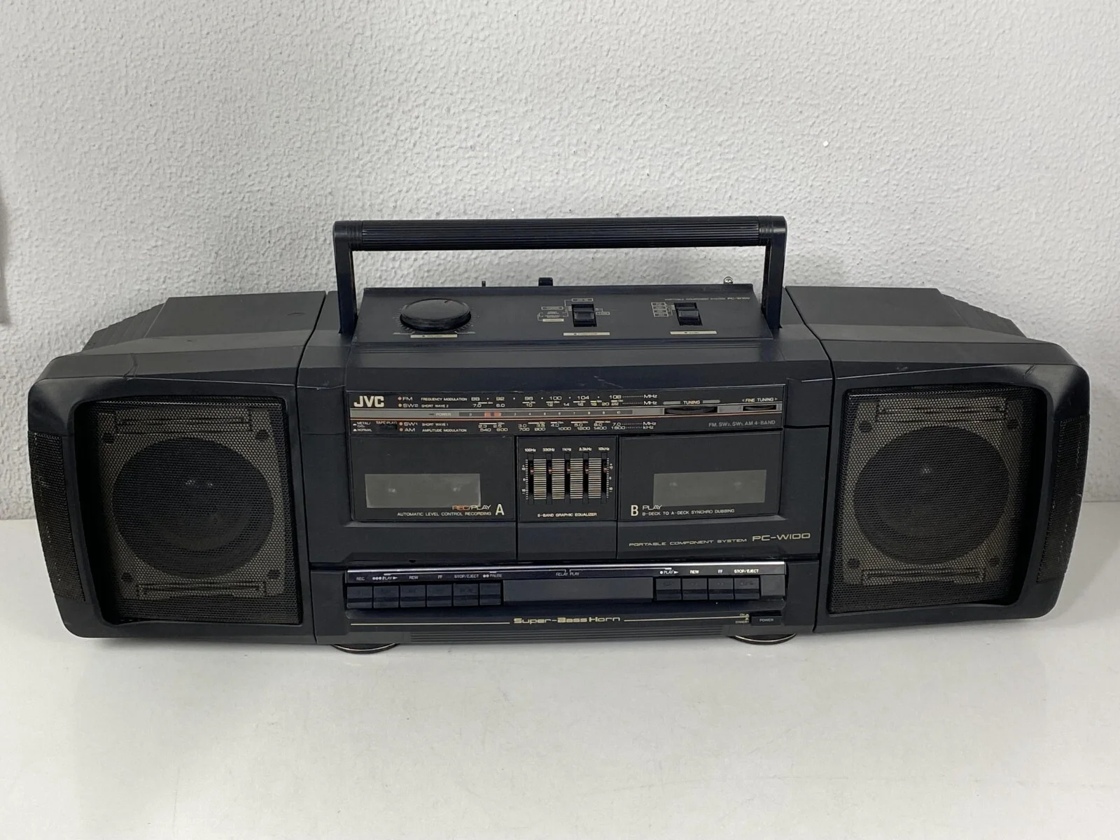 JVC PC-BW100K Super Bass Horn Portable Boombox Hifi Stereo Tape Cassette Player