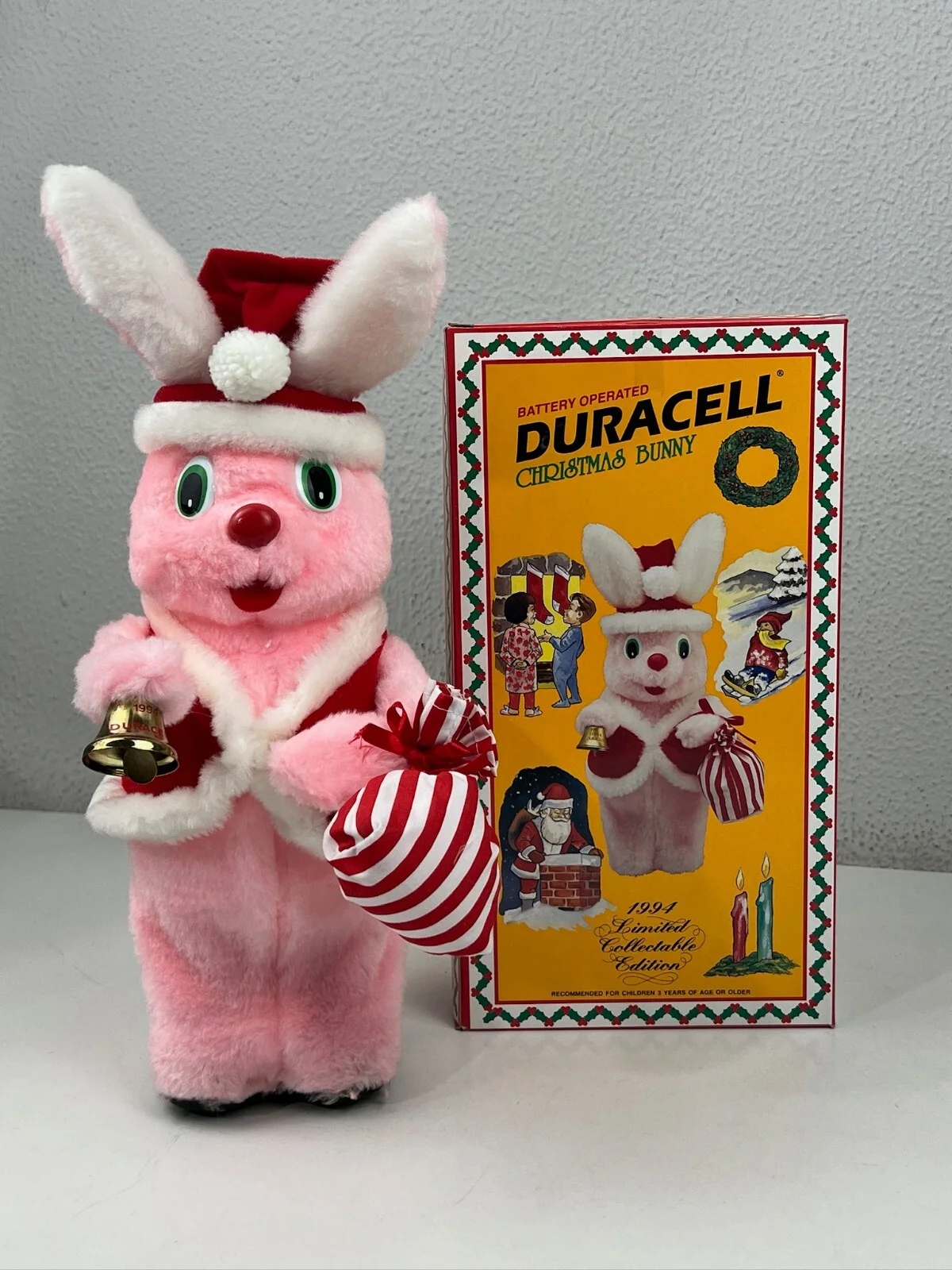 Tin Toy battery Duracell Christmas Bunny Santa 1994