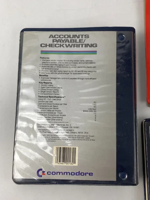 C64 Commodore 64 / 128 Accounts Receivable Billing Superbase Disk 5.25