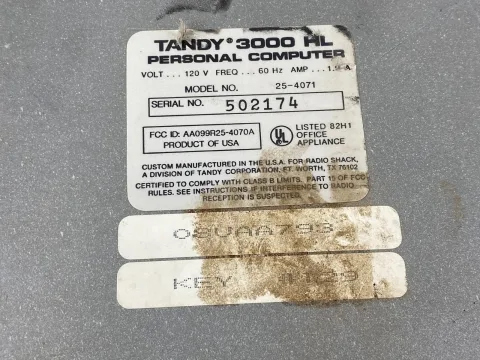 Tandy 3000HL Model 25-4071 Personal Computer PC