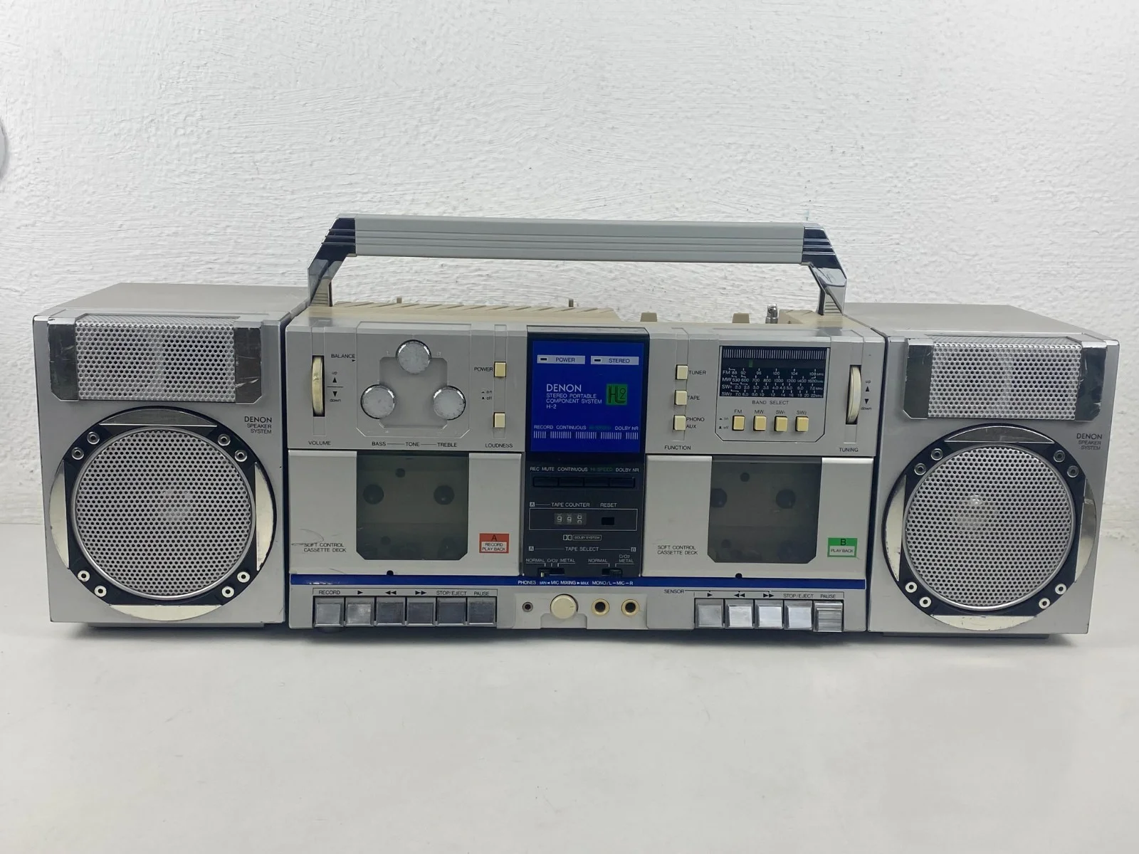 Denon H-2 Cassette High Speed Dubbing Compo Doing Boombox
