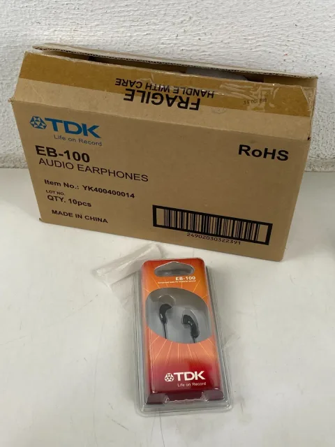 10 x TDK EB-100 In Ear Bud Headphones Brand
