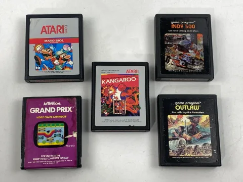 خرطوشة لعبة Atari 2600 Mairo Bros -GRAND Prix - Outlaw-Kangaroo-Indy 500