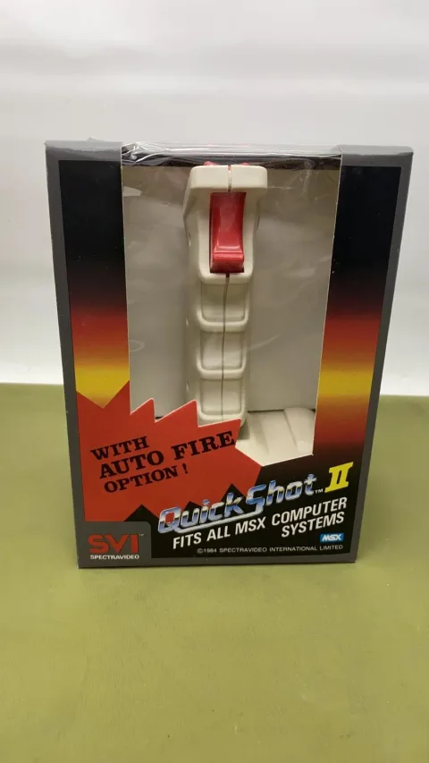جهاز تحكم Quick Shot II من SVI قديم من عام 1984، عصا تحكم لألعاب كمبيوتر MSX، حالة جديدة غير مستعملة، تم اختبارها وتعمل بشكل جيد. يأتي مع وحدة تحكم واحدة فقط.