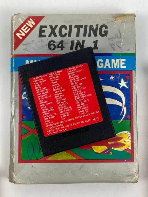 Atari 2600 Compatible Multi Video Game 64 IN 1 Cartridge Made IN Taiwan