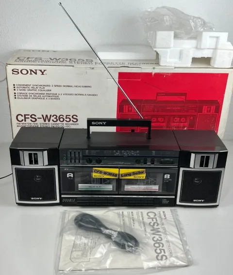 Sony CFS-W365S Portable Stereo Cassette AM/FM/SW1/SW2 Radio Boombox eBay