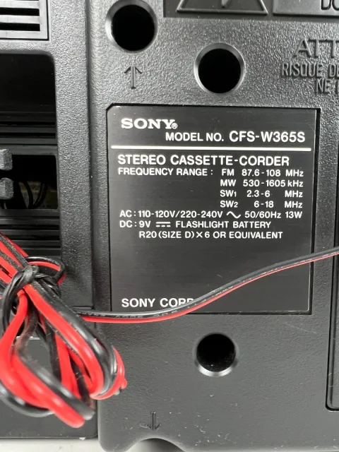 Sony CFS-W365S Portable Stereo Cassette AM/FM/SW1/SW2 Radio Boombox eBay