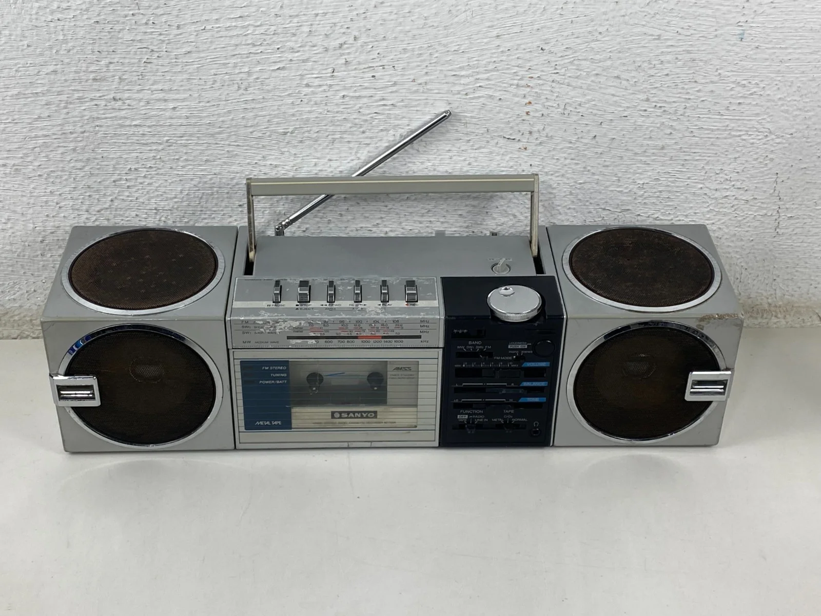 Sanyo M-7755K Boombox Stereo Cassette Recorder Ghetto Blaster