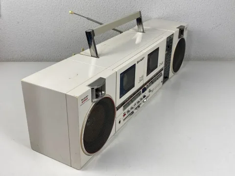 Sharp QT-88 Double Radio Cassette Player Table Component System White Retro