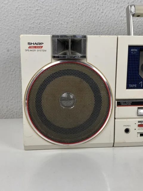 Sharp QT-88 Double Radio Cassette Player Table Component System White Retro