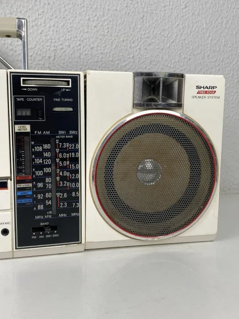 Sharp QT-88 Double Radio Cassette Player Table Component System White Retro