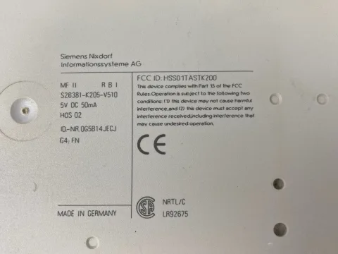 سيمنز نيكسدورف S26381-K252-L110 Kbpc P DEU 5V DC 50mA لوحة مفاتيح PS/2 ألمانيا