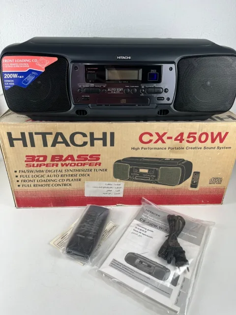 Hitachi CX-450W 3D Bass Stereo CD Cassette Recorder with Box Old authentic eBay