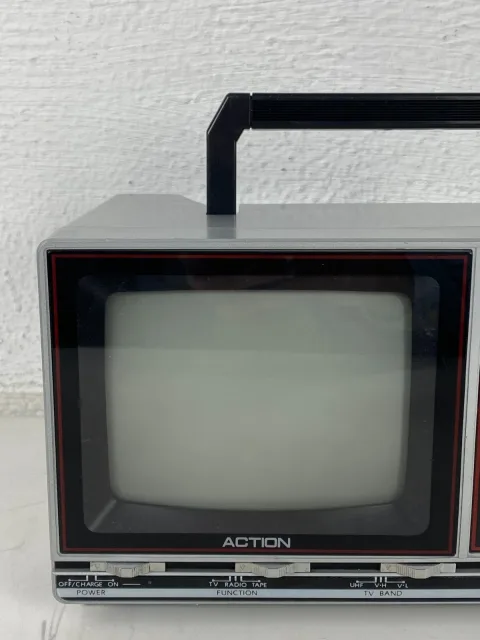 Action ACN-6030T 5” B/W TV CRT Cassette Radio Portable Television Retro