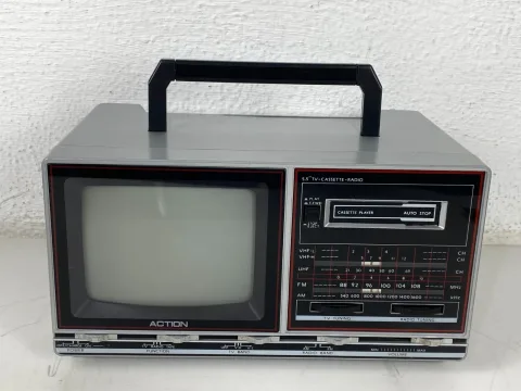 Action ACN-6030T 5” B/W TV CRT Cassette Radio Portable Television Retro