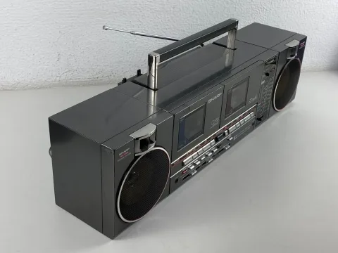 Sharp QT-88ZD Boombox Double Radio Cassette Player Table Component System Gray