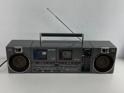 Sharp QT-88ZD Boombox Double Radio Cassette Player Table Component System Gray