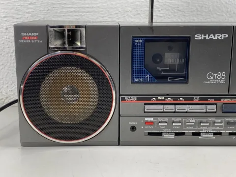 Sharp QT-88ZD Boombox Double Radio Cassette Player Table Component System Gray