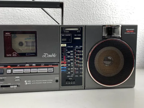 Sharp QT-88ZD Boombox Double Radio Cassette Player Table Component System Gray