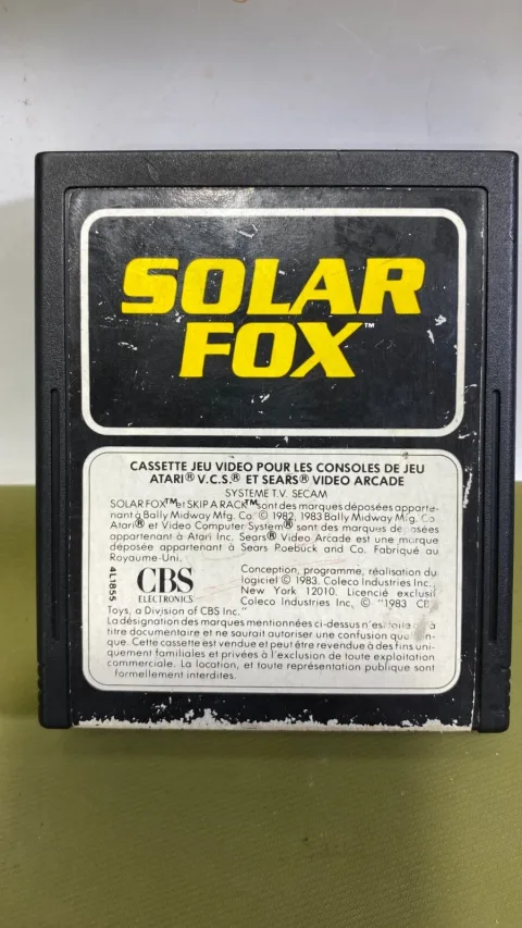 خرطوشة لعبة Solar Fox لجهاز Atari 2600 من CBS