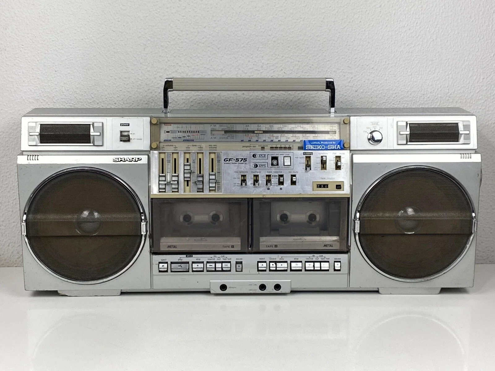 Sharp GF-575Z AM/FM Stereo Radio Double Cassette Recorder Boombox eBay