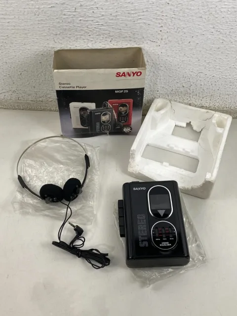 Sanyo MGP-25 Walkman Stereo Portable Cassette Box Old authentic Black 🔥