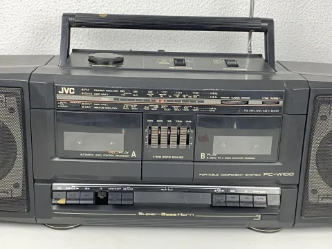 جهاز تشغيل شرائط كاسيت محمول سوبر باس هورن من JVC طراز PC-RW100 ستريو عالي fidelity