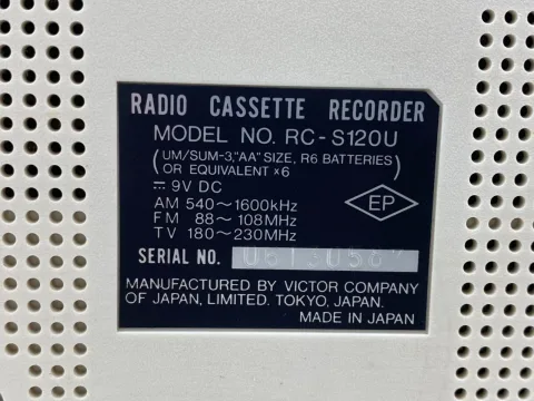 JVC RC-S120 TV/FM/AM 3-band radio cassette recorder