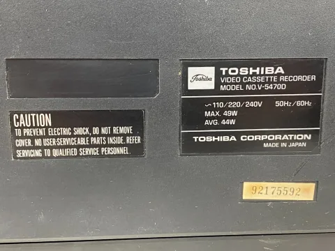 Toshiba Betamax V-5470D Video Cassette Recorder VCR 1979