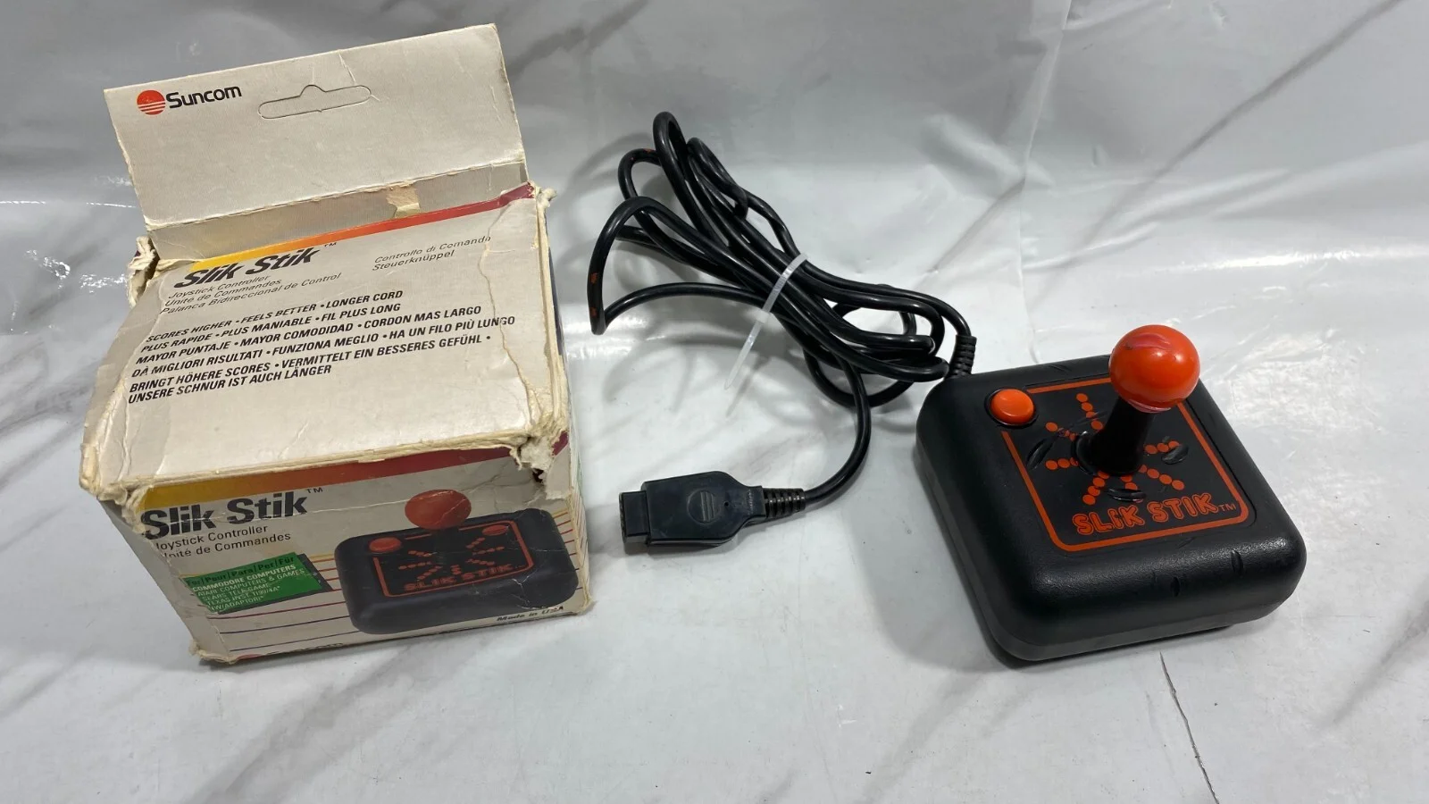Suncom Slik Stik Arcade Joystick Controller Atari 2600 Commodore 64 Game