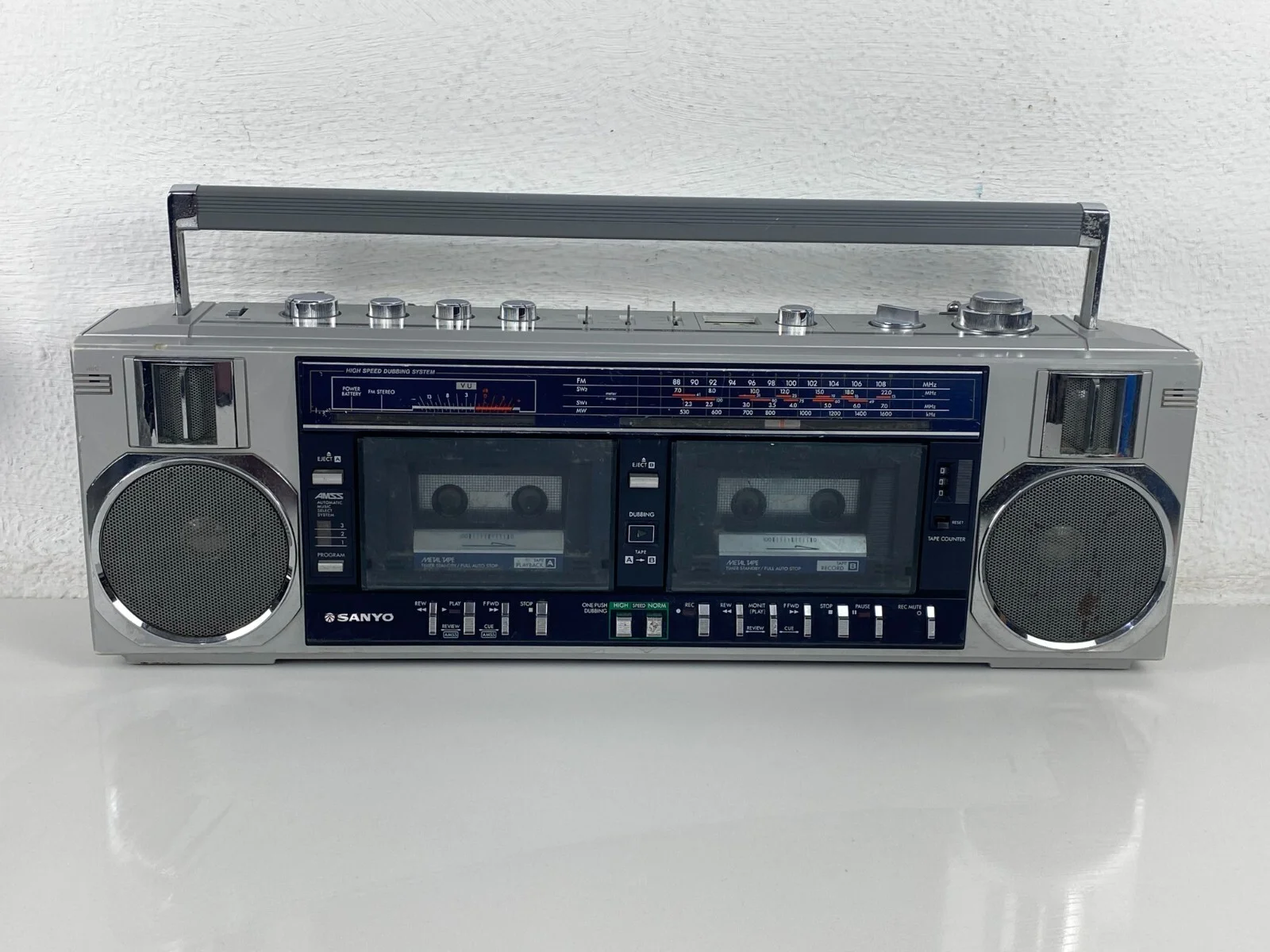 Sanyo M-W25K Boombox Stereo Cassette Recorder Ghetto Blaster