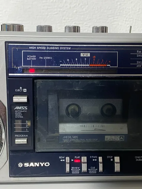 Sanyo M-W25K Boombox Stereo Cassette Recorder Ghetto Blaster