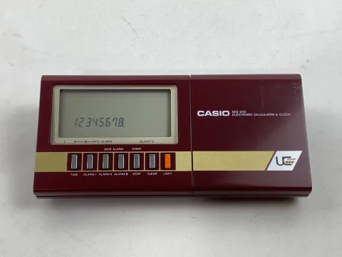 Casio MQ-200 Electronic Calculator &amp Clock LCD Musical Red