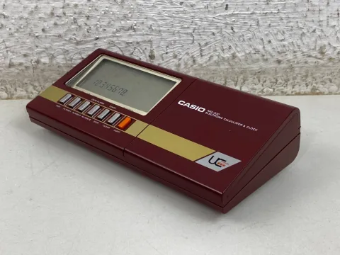 Casio MQ-200 Electronic Calculator &amp Clock LCD Musical Red