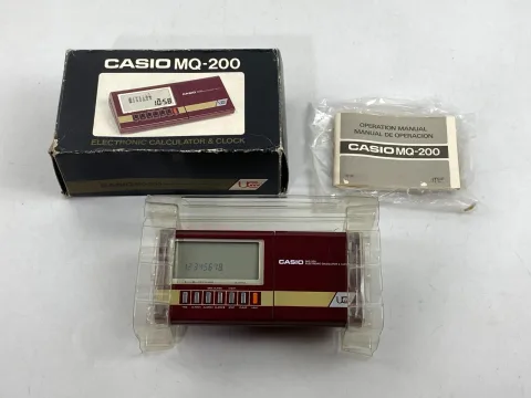 Casio MQ-200 Electronic Calculator &amp Clock LCD Musical Red